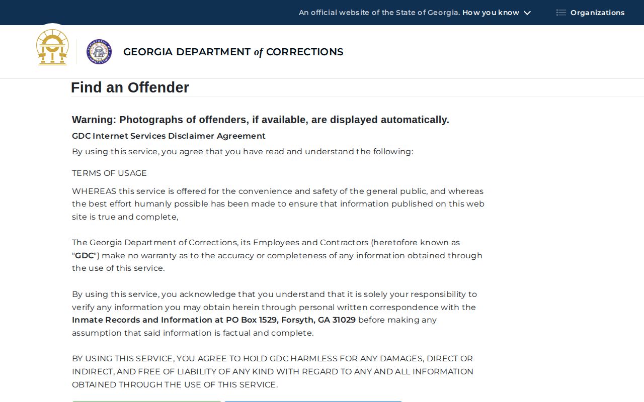 Georgia GDC offender search for Twiggs County released inmates