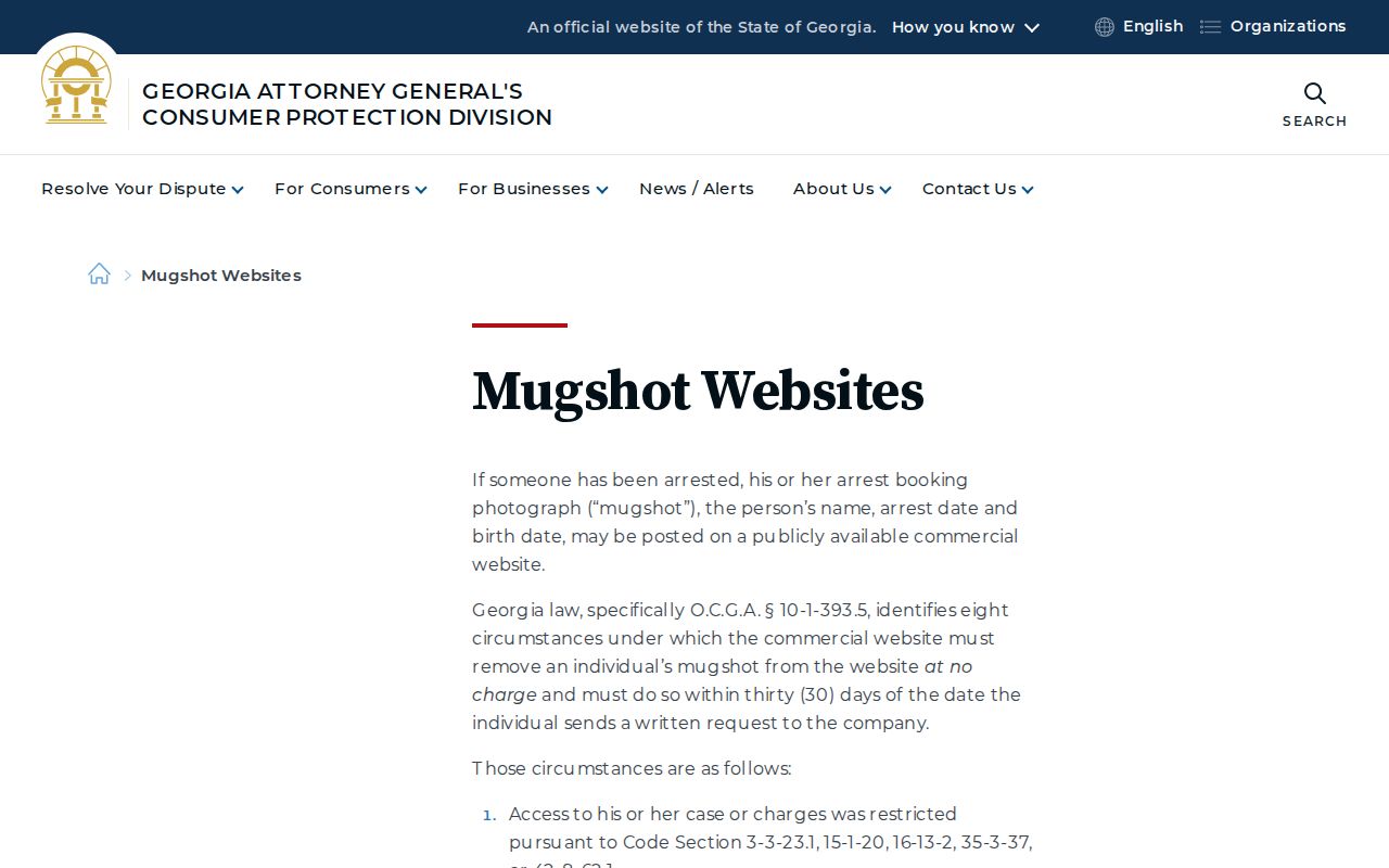 Georgia rules for Twiggs County mugshots of released inmates